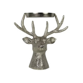 Metalni svijećnjak sa uzorkom jelenove glave 17 cm